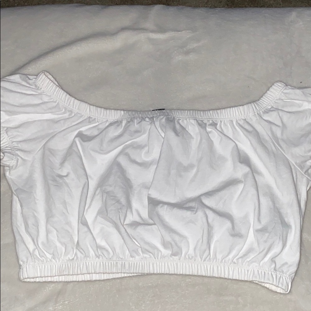Off the shoulder white crop top